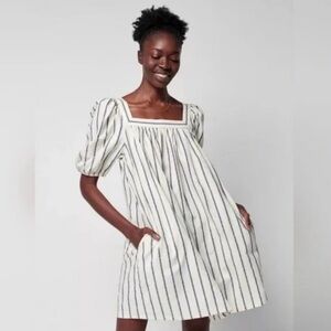 Faherty Phoenix Dress Navy Elroy Stripe Size Extra Small